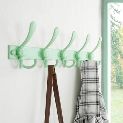 Coat Rack Wall Mount, Heavy Duty 12-Gauge Base vs Flimsy 1mm, Double-Thick Solid Anti-Snap Hooks, 16” Stud-Mount, Stainless Steel Hanger for Clothes Hat Entryway Closet, Green, Pack of 2 - color: Green, size: L=17" (2pcs)