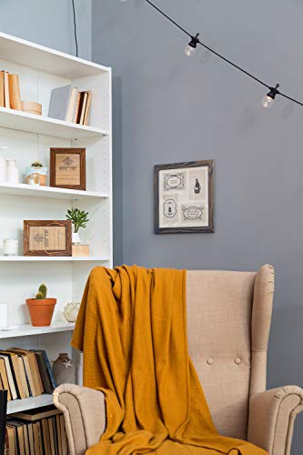 Rustic Solid Wood Square Collage Photo Frame 12x12 inch – Display Four (4) 4x6 inch Pictures with Mat Wall Tabletop - Grey - color: Grey
