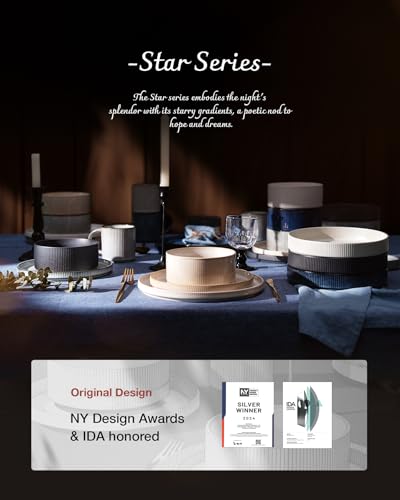 famiware Coffee Mug Set of 4, Star 12 oz Ceramic Mugs Cups Set with Handle | Stoneware Stackable Catering Cup for Coffee, Tea, Cappuccino, Latte, Microwave & Dishwasher Safe, Matte Dark Charcoal - color: Star-Matte Dark Charcoal, size: 4 Count (Pack of 1)