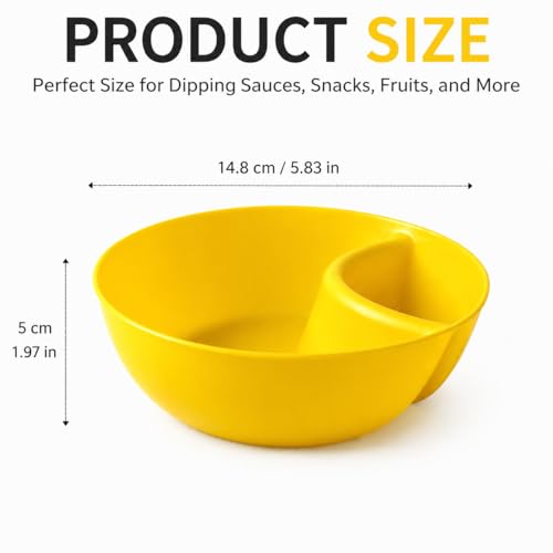 6 Colors Divided Snack Bowls, Anti Soggy Chip Dip Serving Dishes, Stackable Plastic Bowls, Microwave & Dishwasher Safe, Ideal for Home Party, Salad, Nuts, Salsa - color: Yellow