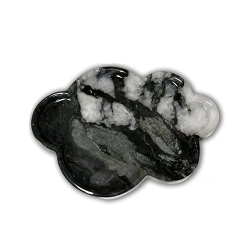 Natural Marble Tray Cloud Shape Vanity Trays, Jewelry Trays Holder Dish for Bathroom Countertop Home Decor Gift Dark Green - color: Dark Green