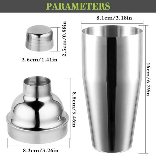 Cocktail Shaker,24oz Drink Mixer with Built-in Strainer for Mixing Drinks Margaritas,Beginner Friendly Stainless Steel Mixer Bar Utensil Tool - color: Silver