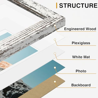 Vittanly 12 Pack Gallery Wall Frame Set, Black, Brown, Distressed White | Gallery Wall Frame Set: 4pcs 8x10, 4pcs 5x7 & 4pcs 4x6 Photos for Wall & Table, Picture Frames made of Engineered Wood - color: Black & Brown & Distressed White