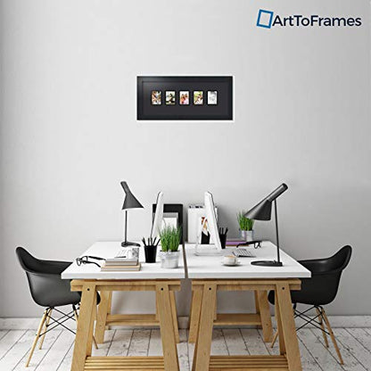 ArtToFrames Collage Photo Frame Double Mat with 5-2.5x3.5 Openings with Satin Black Frame and Black mat. - color: Black, size: 2.5x3.5