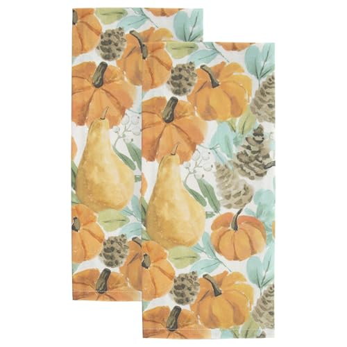 Boston International Dish Towel Set of Two Cotton Tea Towels, 28" x 18", Harvest - color: Harvest