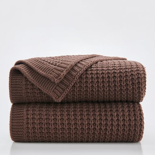 Douceur Dark Brown Fisherman's Rib Cable Knit Throw Blanket 50"x60" | Blanket for Couch, Soft Chunky Cable Knit Blanket, Classic Fisherman's Rib Stitch Throw for Living Room Gift - color: Brioche-brown, size: 50"X60"