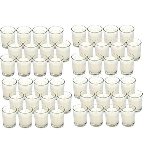 48-Pack Clear Glass Votive Candles – 10–12 Hour Long Burn, Unscented, Ivory, Bulk Set for Weddings, Events & Table Centerpieces – Hosley - color: Ivory, size: 48 Units