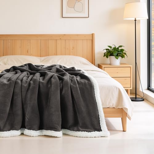 BEAUTEX Sherpa Fleece Throw Blankets Soft Fluffy Flannel Plush Cozy | Fuzzy Coffee Cuddle Blanket for Couch, Bed, Sofa, Adults (50" x 60", Coffee) - color: Coffee, size: Throw-50"x60"
