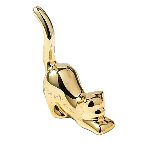 NWFashion Golden Small Animal Statues Home Decor Modern Style Gold Decorative Ornaments (Cat) - color: Cat
