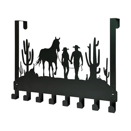 Cowboy Over the Door Hook Hanger,8 Decorative Towel Rack Organizer | Coat Rack, Western Gifts for Lovers, Wall Art Decor for Bathroom,Living Room, Hallway - color: Western
