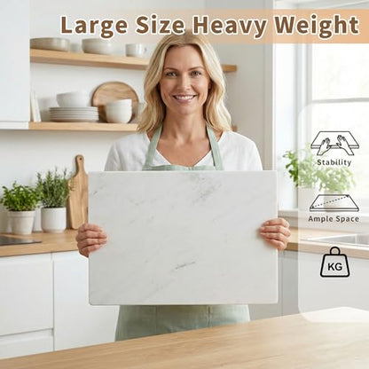 White Marble Cutting Board 20 x 16 Inch, Heavy Duty Stone Pastry Board for Dough Kneading, Baking, Rolling, and Serving Tray, Yugoslavia White - color: Yugoslavia White, size: 20"L x 16"W