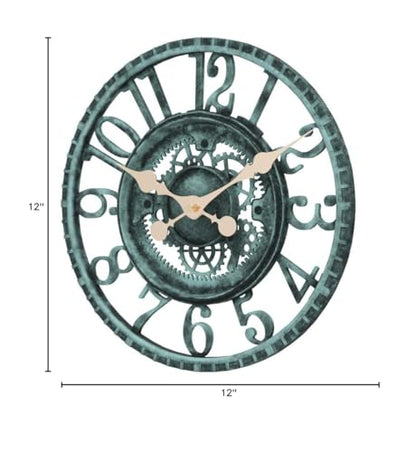 Lily's Home Hanging Wall Clock, Steampunk Gear and Cog Design with a Pewter Finish, Ideal for Indoor or Outdoor Clock, Poly-Resin (12 Inches Diameter)