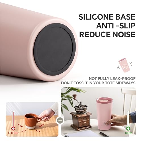 Ideus 17 oz Travel Coffee Mug, Double Wall Vacuum Stainless Steel Insulated Coffee Tumbler With Lid, Splash-Proof & Cup Holder Friendly, Keeps Drinks Hot/Cold, Dishwasher Safe, Blush - color: Blush