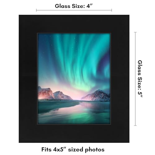 Americanflat 4x5 Picture Frame - Engineered Wood - Black | Shatter-resistant glass, wall or tabletop display with included easel, sawtooth hangers included - color: Black, size: 4x5