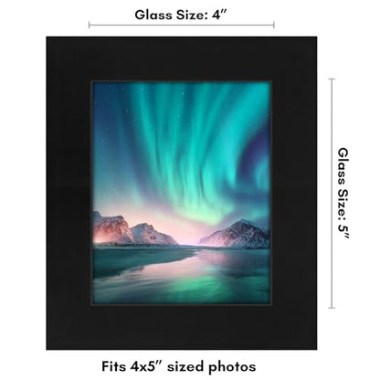 Americanflat 4x5 Picture Frame - Engineered Wood - Black | Shatter-resistant glass, wall or tabletop display with included easel, sawtooth hangers included - color: Black, size: 4x5