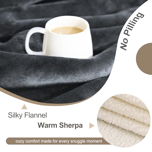 gogobunny Waterproof Bed Blanket, Reversible Sherpa Fleece Throw Blanket for Dog Puppy Cat, Furniture Cover Protects Bed Couch Sofa from Liquid Pee and Pet Fur (Dark Grey, 25x35 inches) - color: Dark Grey, size: 25x35 inches