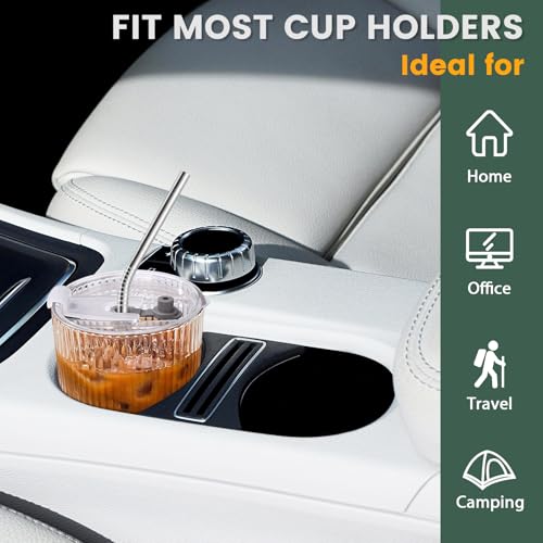 Iced Coffee Cups with Lids and Straws Set of 2, 16 Oz Unbreakable Plastic Drinking Cups Reusable Iced Coffee Cup to Go for Iced Tea,Juice, Water,BPA Free, Dishwasher Safe - style: 2 Pack
