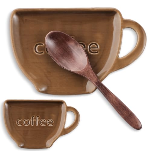Ceramic Coffee Spoon Rest Spoon Holder for Coffee Bar | Funny Coffee Station Table Accessories, Gift for Coffee Lover, Cute Utensil Rest, Farmhouse Cafe Bar Countertop Decoration - style: Coffee Cup
