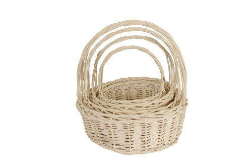 Wald Imports Whitewash Willow Decorative Nesting Storage Baskets, Set of 4 - color: Whitewash