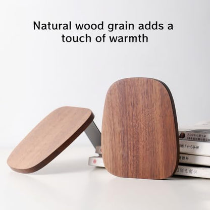 2-Pack Oval Beech Bookends, 5.5x4.7in | Solid Wood, Natural Grain, Non-Slip Base, One-Piece Design, for Shelves/Desk/Home Office - color: Beech Oval