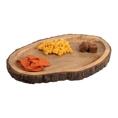 GoCraft Oval Wooden Serving Platter with Tree Bark Edges – Mango Wood Charcuterie Board, 17" x 10", Rustic Platter for Serving Cheese, Appetizers, Snacks, Fruit, and More – Perfect for Entertaining