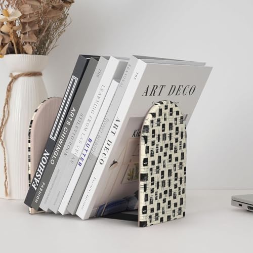 Torn Abstract Geometric Shapes Print Book Ends, 1 Pair Sturdy Wooden Bookends for Shelves Heavy Duty Non-Slip Wood Bookend for Home Office Library School Study Decoration