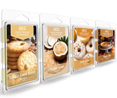 UCC Premium Wax Melts, Fall Variety Fragrance Melts, Scented Soy Wax Melts Cubes, Natural Plant Based Highly Scented Wax Melts Tarts, 4 Pack - color: SET M