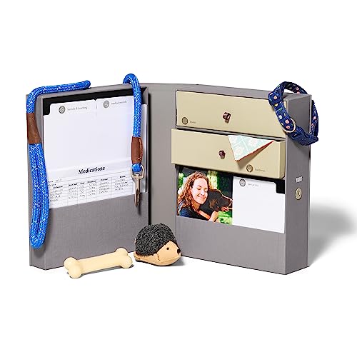 Savor | All-in-One Organizer | Gray Keep Vet Records, Tags, Collars and Fido's Favorite Toy Organized or Keep Cherished Pet Memories Safe in One Convenient Home with This Gift for Pet Parents - color: Slate - No Customization, style: Pet Keepsake Box