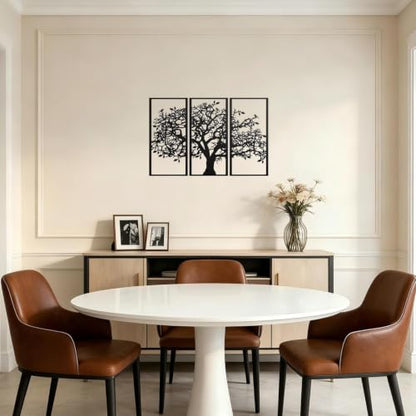 JBCHUCI Metal Tree of Life Wall Art Set of 3, Matte Black Home Decor | Laser-Cut Metal Wall Decor Set, Family Triptych Hanging for Living Room, Dining Room, Entryway, Office, Ideal Gift