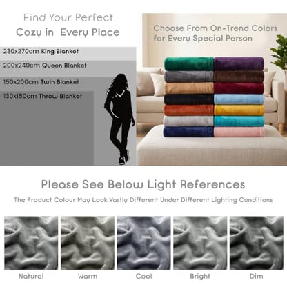 MOONLIGHT20015 Fleece Blanket Throw Blanket - Light Grey Super Soft Blankets for Sofa, Couch, Bed, Camping, Travel - 400 GSM Microfiber Cozy & Fluffy Blanket, 50 x 60 Inches (Throw/Travel) - color: Light Grey, size: Throw