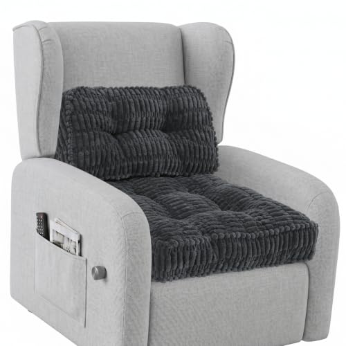 idee-home Recliner Cushions with Lumbar Support Pillow Set for Elderly | 20x20x5 Inch Recliner Seat Cushion Tufted, Large Square Seat Cushion Non-Slip Reduce Hip & Lumbar Pain - color: Grey Seat&lumbar