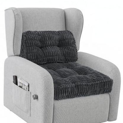 idee-home Recliner Cushions with Lumbar Support Pillow Set for Elderly | 20x20x5 Inch Recliner Seat Cushion Tufted, Large Square Seat Cushion Non-Slip Reduce Hip & Lumbar Pain - color: Grey Seat&lumbar
