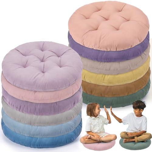 Fumete 12 Pcs Round Floor Pillows Cushions Seating 16 x 16 Inches Floor Round Cushions for Kids Toddlers Flexible Reading Chair Pillows for Classroom Home School Playing Supplies(Morandi Color) - color: Morandi Color