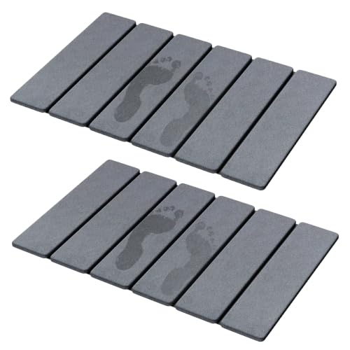 Luxspire Stone Bath Mat, Stone Mat Bathroom Foldable 24x16in 2PC, Dark Gray - color: Dark Gray
