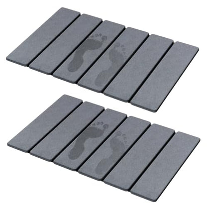 Luxspire Stone Bath Mat, Stone Mat Bathroom Foldable 24x16in 2PC, Dark Gray - color: Dark Gray