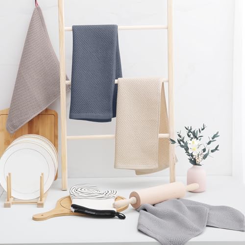 Homaxy 100% Cotton Waffle Weave Kitchen Towels, 7-Pack, Dark Grey | 13 x 28 Inches, Ultra Soft Absorbent Dish Towels, Quick Drying Cleaning Towels - color: Dark Grey, size: 13 X 28 - 7 Pack