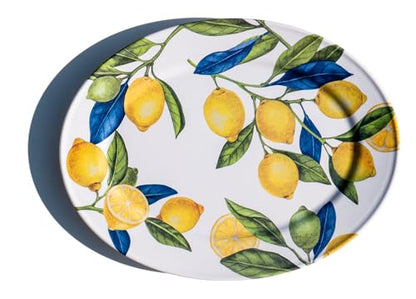 Lemon Orchard 16.9" x 13" Oval Melamine Serving Platter, Durable Indoor/Outdoor, Shatter-Resistant, Dishwasher Safe Serveware for Appetizers, Cheese, Snacks & Desserts, Yellow - size: Oval Platter