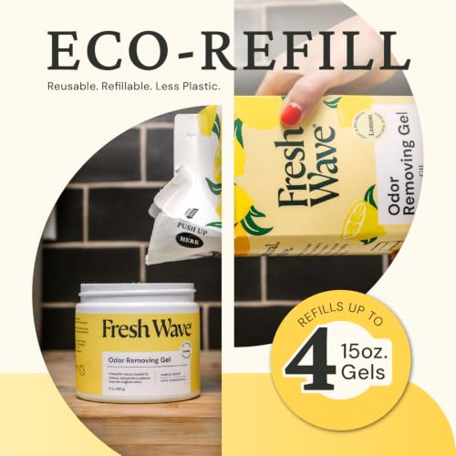 Fresh Wave Lemon Odor Eliminator Gel 15 oz - Air Freshener for Home | Lasts 30-60 days. Plant-based odor absorber. No perfumes or harsh chemicals. Bathroom & closet deoderizer. Refills available. - size: 15 Fl Oz (Pack of 1)