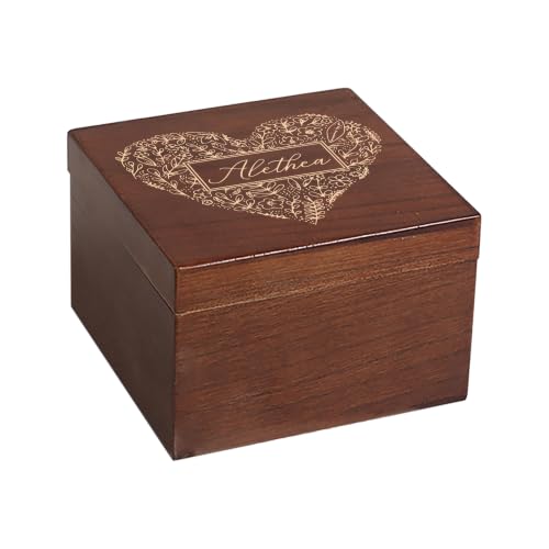 Personalized Wood Keepsake Box Custom Memory Box for Photos Jewelry Letters | Rustic Memento Storage Box for Wedding, Anniversary, Birthday, Christmas, Graduation & Bridesmaid Gifts, Customize Text - size: 5.9"L x 5.9"W x 3.9"H, style: Heart