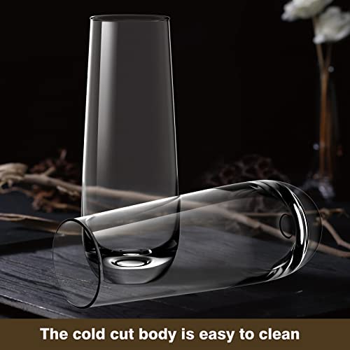 Stemless Champagne Flutes Set of 4, 10.2oz Hand Blown Crystal Glass | Premium Lead-Free Crystal, Prosecco Wine Flute, Mimosa glass, Cocktail Glass, Highball Glass, Bar Glassware, Dishwasher Safe - color: Stemless Champagne