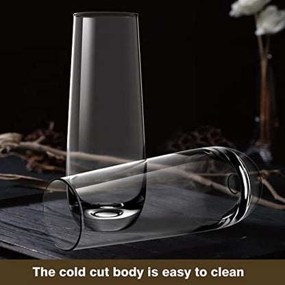 Stemless Champagne Flutes Set of 4, 10.2oz Hand Blown Crystal Glass | Premium Lead-Free Crystal, Prosecco Wine Flute, Mimosa glass, Cocktail Glass, Highball Glass, Bar Glassware, Dishwasher Safe - color: Stemless Champagne