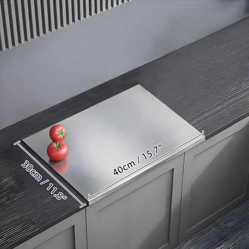 304 Stainless Steel Cutting Board – Stainless Steel Kitchen Chopping Boards Non-Slip, Dishwasher Safe – Ideal for Meat, Vegetables, Fruits, Bread & Baking – Commercial & Home Use (15.7 * 11.8in) - size: 15.7"L x 11.8"W