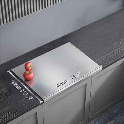 304 Stainless Steel Cutting Board – Stainless Steel Kitchen Chopping Boards Non-Slip, Dishwasher Safe – Ideal for Meat, Vegetables, Fruits, Bread & Baking – Commercial & Home Use (15.7 * 11.8in) - size: 15.7"L x 11.8"W
