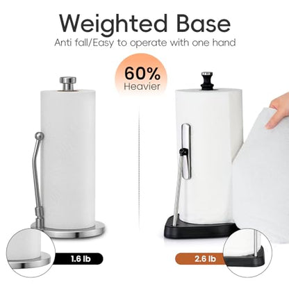 Dailyart Paper Towel Holder Countertop with One Hand Tear, Tension Arm - color: Matte Black