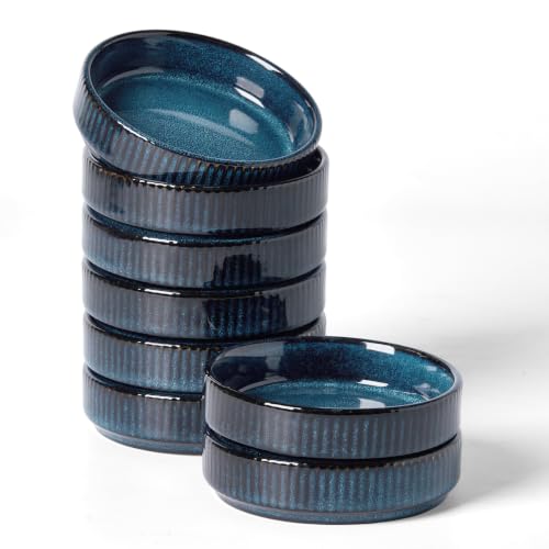 famiware Ceramic Soy Sauce Dish, 4oz Dipping Bowls Set of 8, Nebulas Blue | Individual Dip Sauce Cups/Dishes/Plates, Small Serving Bowls for Side Dishes, Condiments, Sushi, Appetizers, Reactive Glaze - color: Nebulas Blue, size: 8pcs