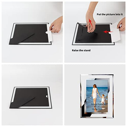 Hoikwo Bulk 5x7 Picture Frames, 12 Packs Silver Photo Frames 5 by 7, Glass Wedding Frames 5x7, Clear Mirror Wedding Photo Frames, Only for Tabletop Display Vertically or Horizontally - size: 5x7-12 Frames