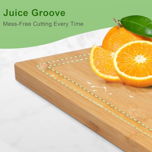 Bamboo Cutting Board, Wood Chopping Board with Juice Groove and Handle, 12×9 Inch Lightweight Kitchen Cutting Board for Fruit, Vegetables, Bread, Cheese, Snacks, Meat, BBQ, and Serving - color: Natural Bamboo, size: Medium | 11.8''L x 9''W x 0.6''T
