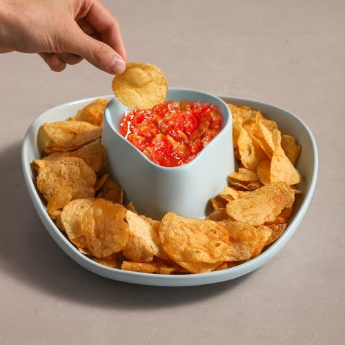 Chip and Dip Serving Set Bowl Cowboy Hat Chips and Salsa Serving Dish Blue - color: Pure blue