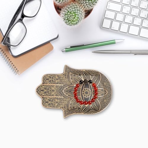Zerodeko Ceramic Jewelry Tray Palm Shape Eye Trinket Dish Jewelry Storage Tray for Rings Earrings Bracelets Necklaces Desk Dresser Bathroom Decor 6.49 X 4.52 X 0.59 in