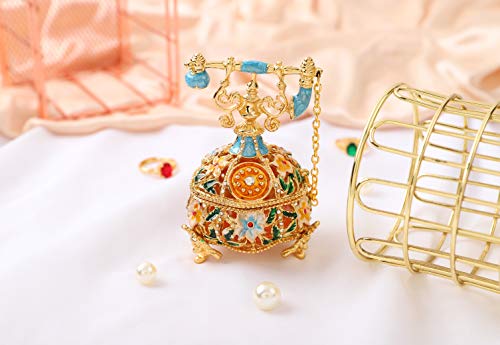 QIFU Hand Painted Blue Telephone Style Enameled Trinket Box Unique Gift for Family - color: T4 Blue